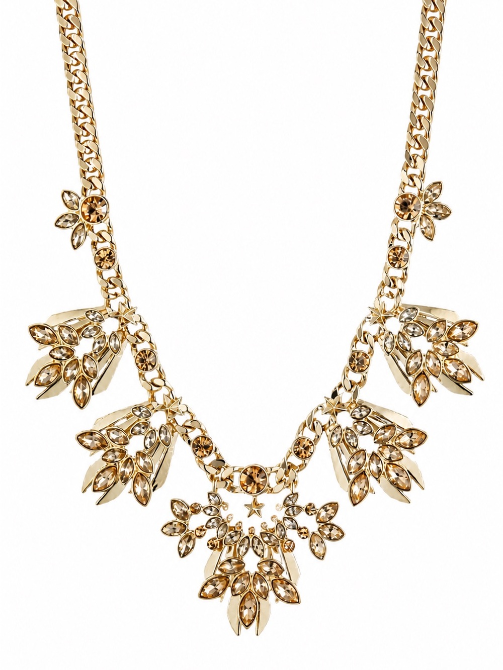 Givenchy Designer Gold Tone Crystal Chunky Necklace